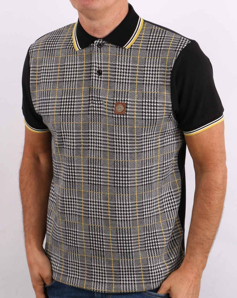 Trojan Checked Polo Shirt Black/Yellow