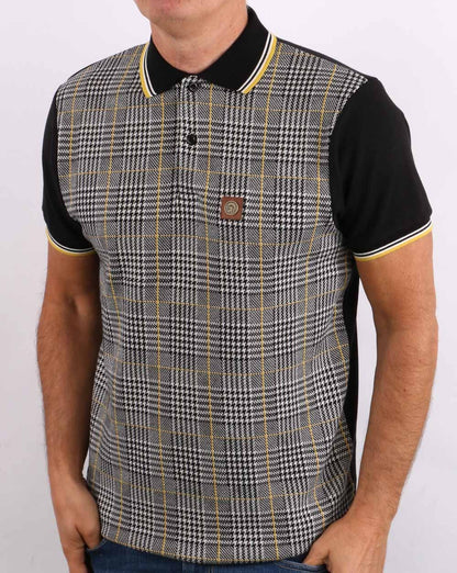 Trojan Checked Polo Shirt Black/Yellow