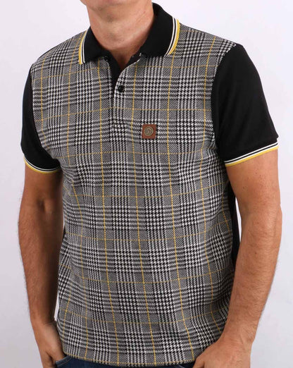 Trojan Checked Polo Shirt Black/Yellow