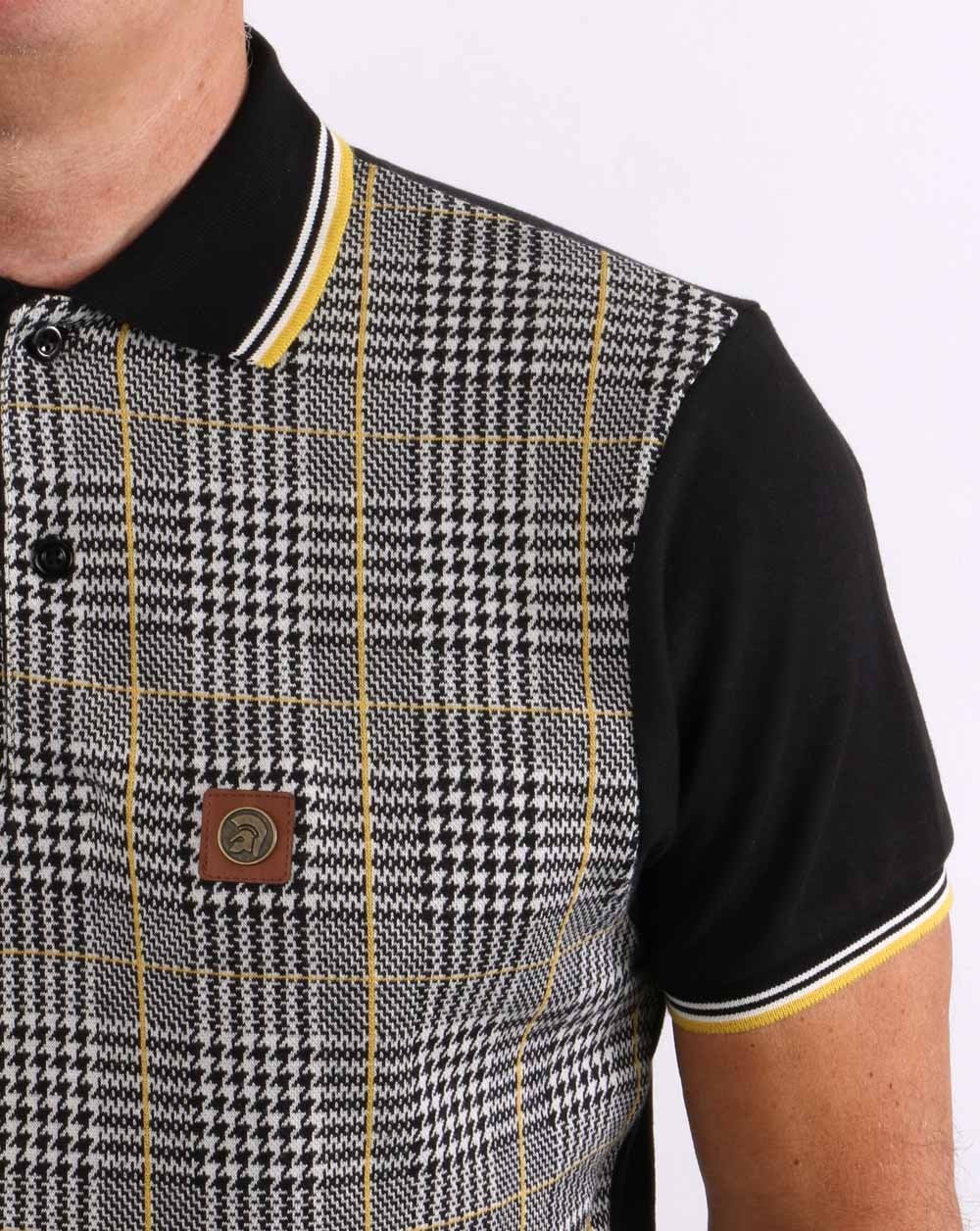 Trojan Checked Polo Shirt Black/Yellow