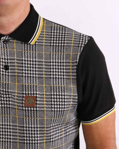 Trojan Checked Polo Shirt Black/Yellow
