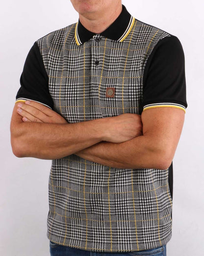 Trojan Checked Polo Shirt Black/Yellow