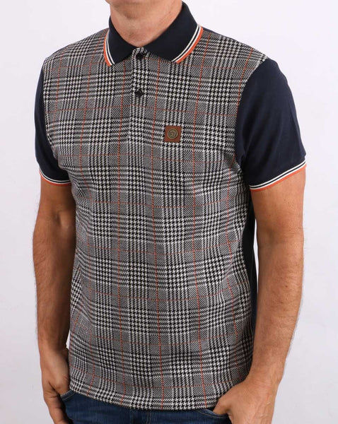 Trojan Checked Polo Shirt Navy