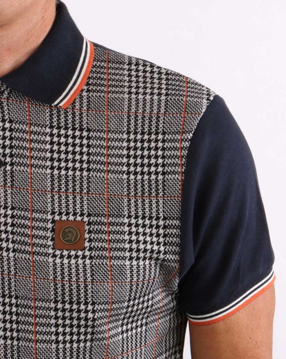 Trojan Checked Polo Shirt Navy