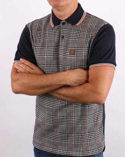 Trojan Checked Polo Shirt Navy