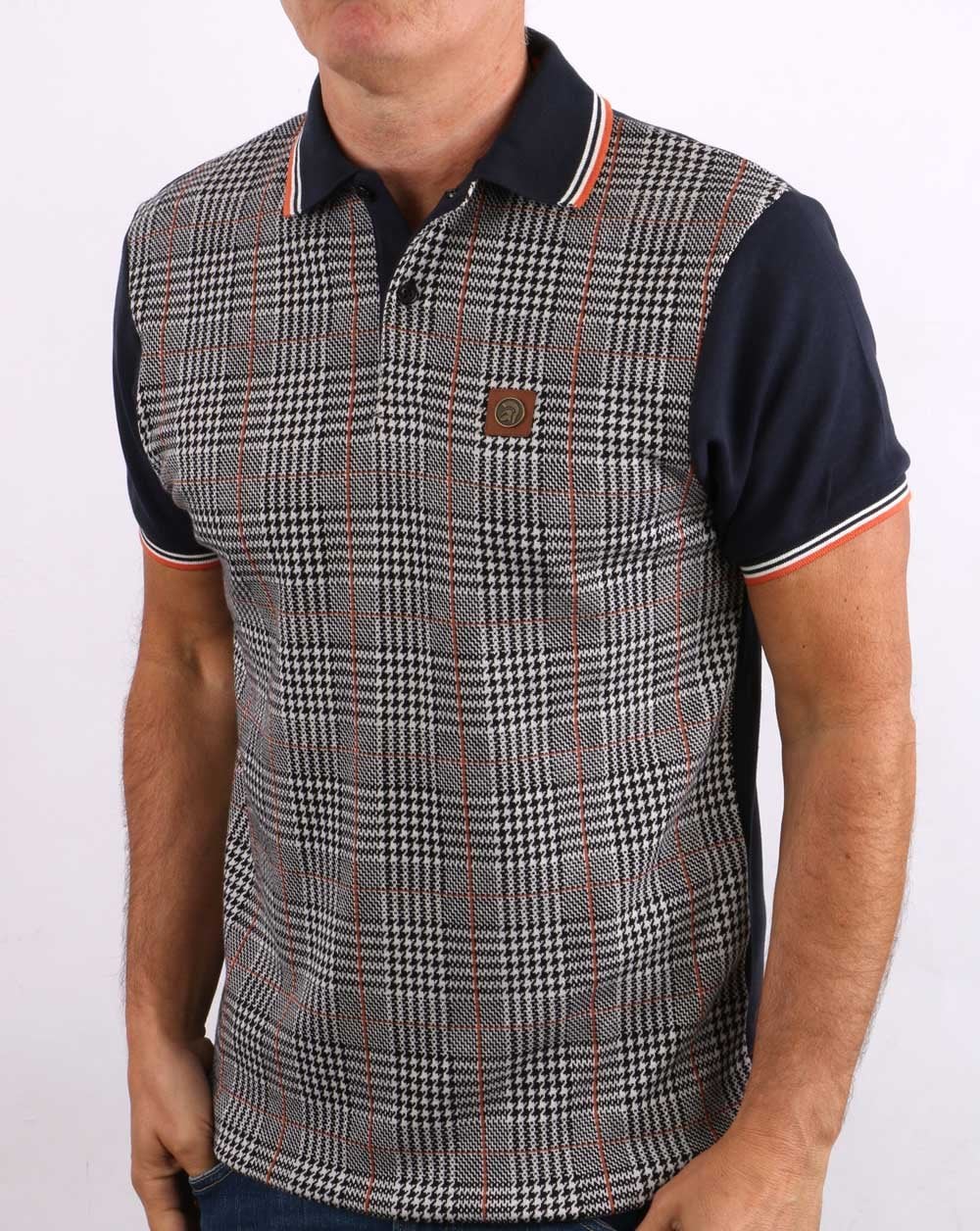 Trojan Checked Polo Shirt Navy