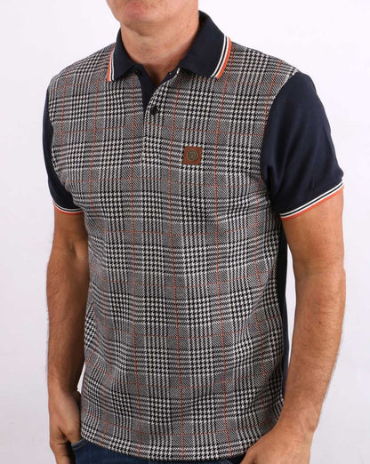 Trojan Checked Polo Shirt Navy