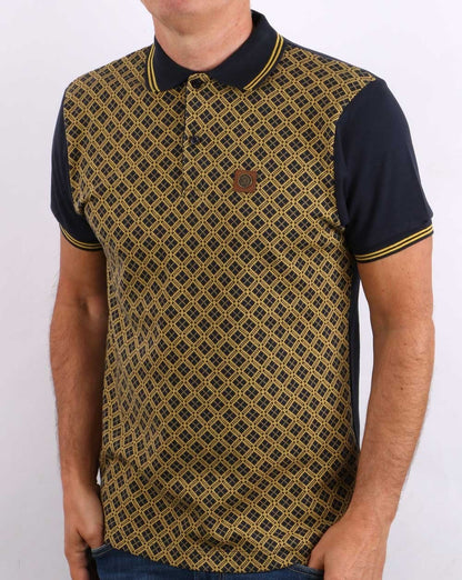 Trojan Argyle Panel Polo Shirt Navy