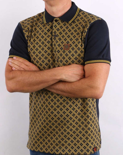 Trojan Argyle Panel Polo Shirt Navy