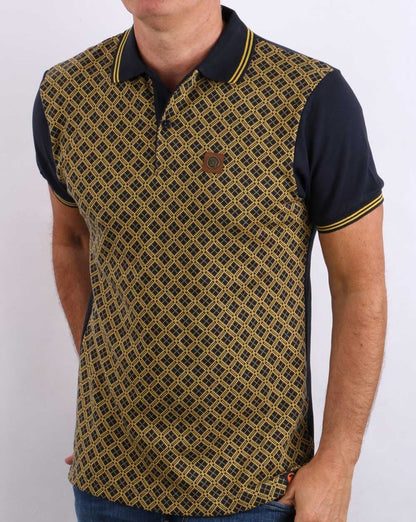 Trojan Argyle Panel Polo Shirt Navy