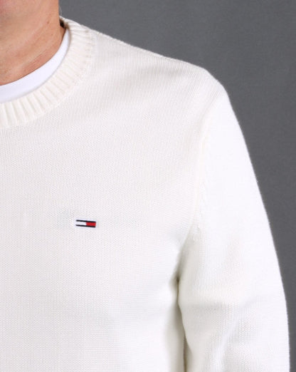 Tommy Jeans Crew Neck Knit Jumper Ecru