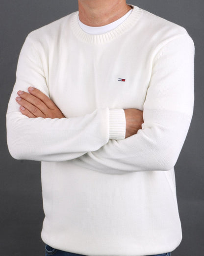 Tommy Jeans Crew Neck Knit Jumper Ecru