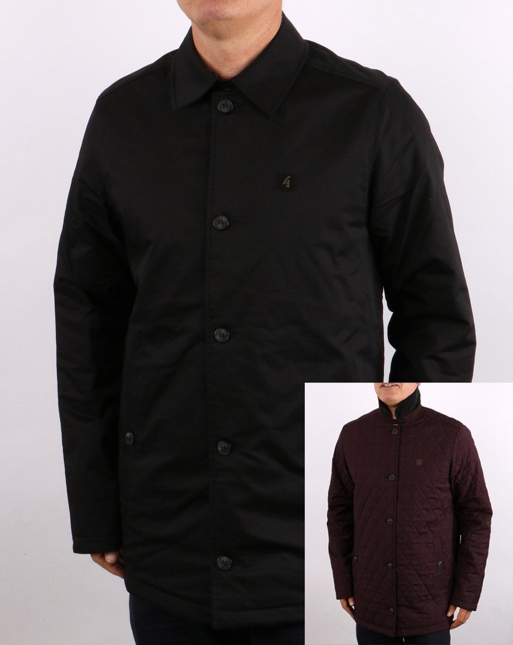 Gabicci Vintage Reversible Short Mac in Black/Port