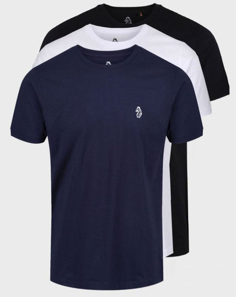 Luke 3 Pack T Shirts Black/White/Navy