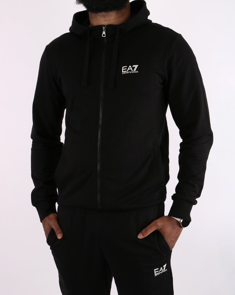 Emporio Armani EA7 Hooded Tracksuit Black/White