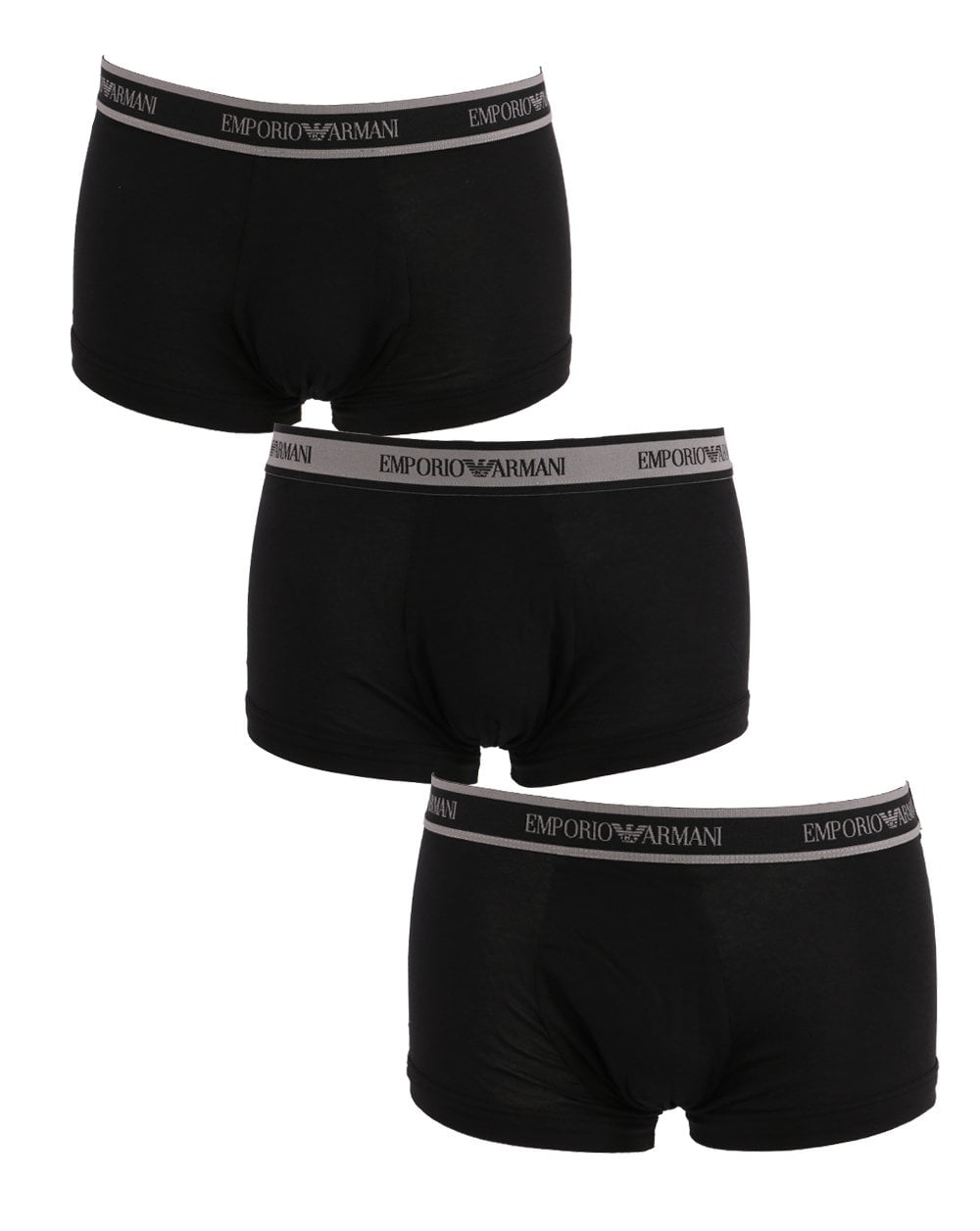 Emporio Armani 3 Pack Boxer Shorts Black/Silver