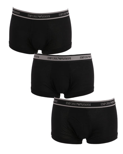 Emporio Armani 3 Pack Boxer Shorts Black/Silver