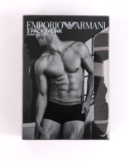 Emporio Armani 3 Pack Boxer Shorts Black/Silver