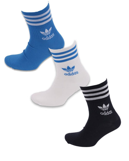 Adidas Originals Mid Cut Crew Socks 3 Pack White/Bluebird/Navy