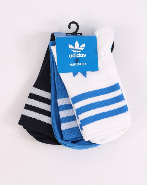 Adidas Originals Mid Cut Crew Socks 3 Pack White/Bluebird/Navy