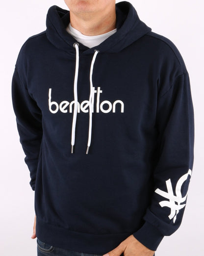 Benetton DNA Logo Hoodie Navy