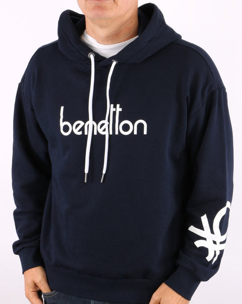 Benetton DNA Logo Hoodie Navy