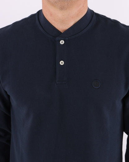 Pretty Green Long Sleeve Bomber Polo Navy