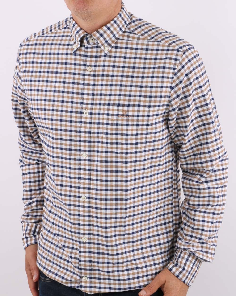 Gant Oxford Gingham Shirt Warm Khaki