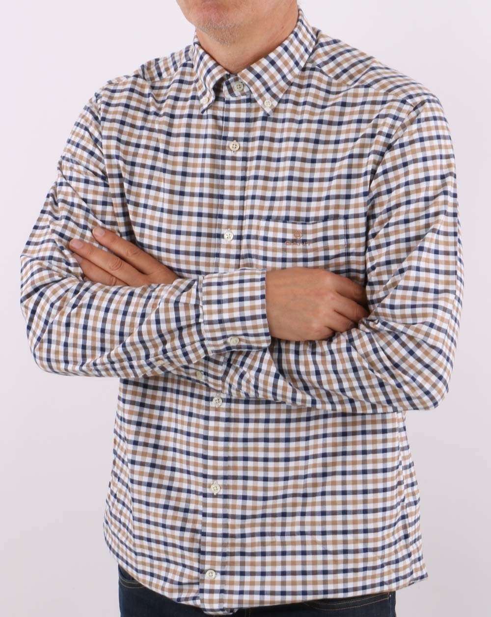 Gant Oxford Gingham Shirt Warm Khaki