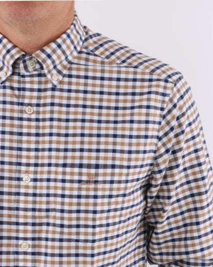 Gant Oxford Gingham Shirt Warm Khaki