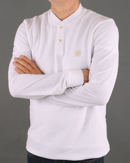 Pretty Green Long Sleeve Bomber Polo White