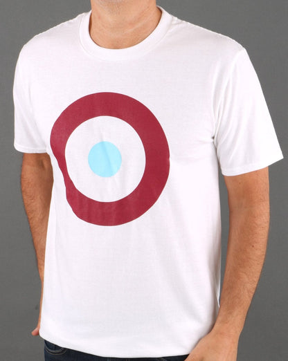 Mod Target T-Shirt White/Claret/Sky