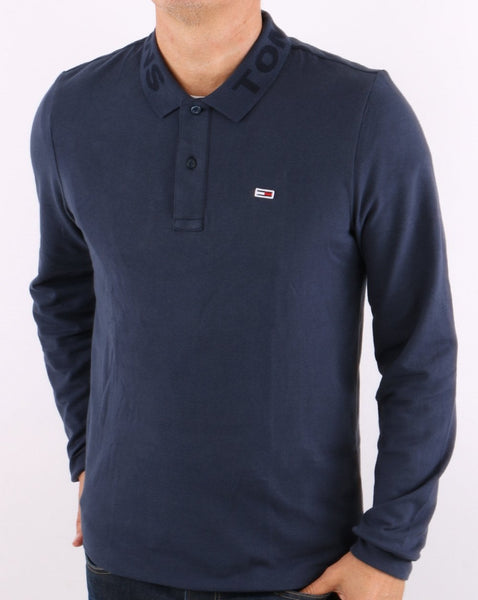 Tommy Jeans Tonal Long Sleeve Polo Navy