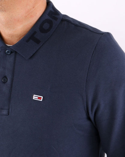Tommy Jeans Tonal Long Sleeve Polo Navy