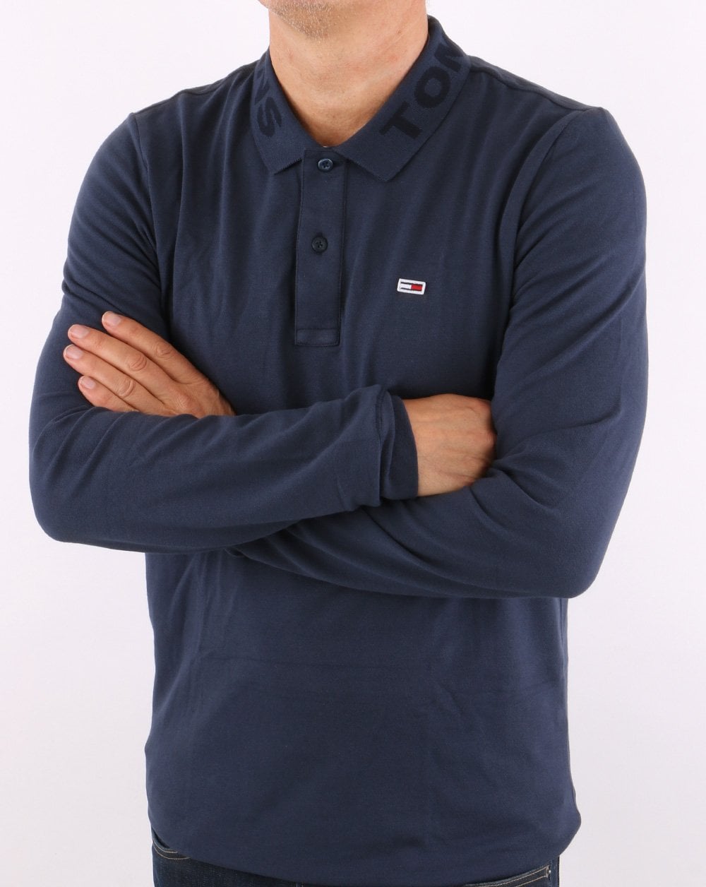 Tommy Jeans Tonal Long Sleeve Polo Navy