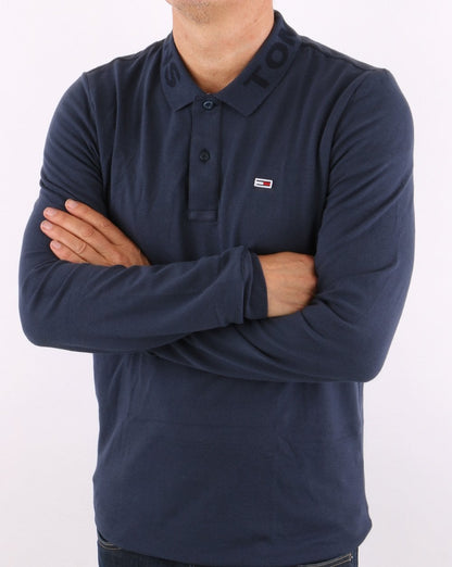 Tommy Jeans Tonal Long Sleeve Polo Navy