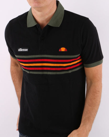 Ellesse Multi Stripe Polo Shirt Black