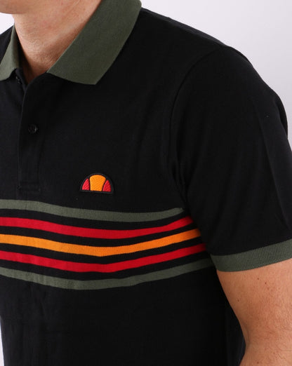 Ellesse Multi Stripe Polo Shirt Black