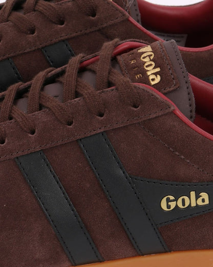 Gola Harrier Suede Trainer Dark Brown/black/deep Red