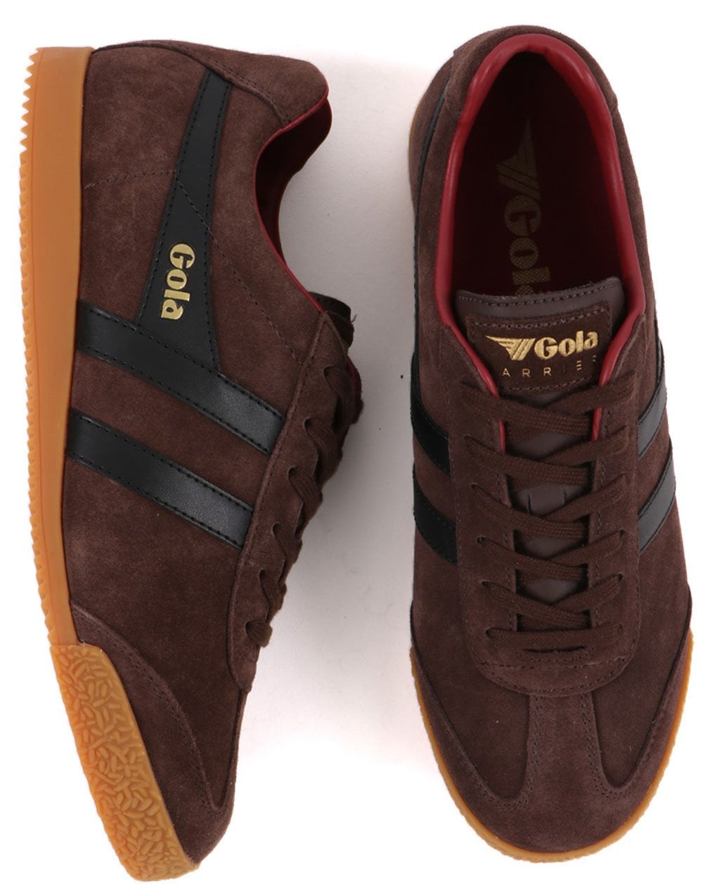 Gola Harrier Suede Trainer Dark Brown/black/deep Red