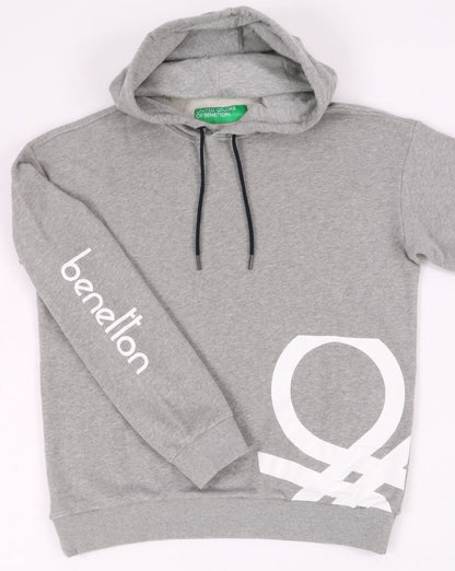 Benetton DNA Logo Hoodie Grey