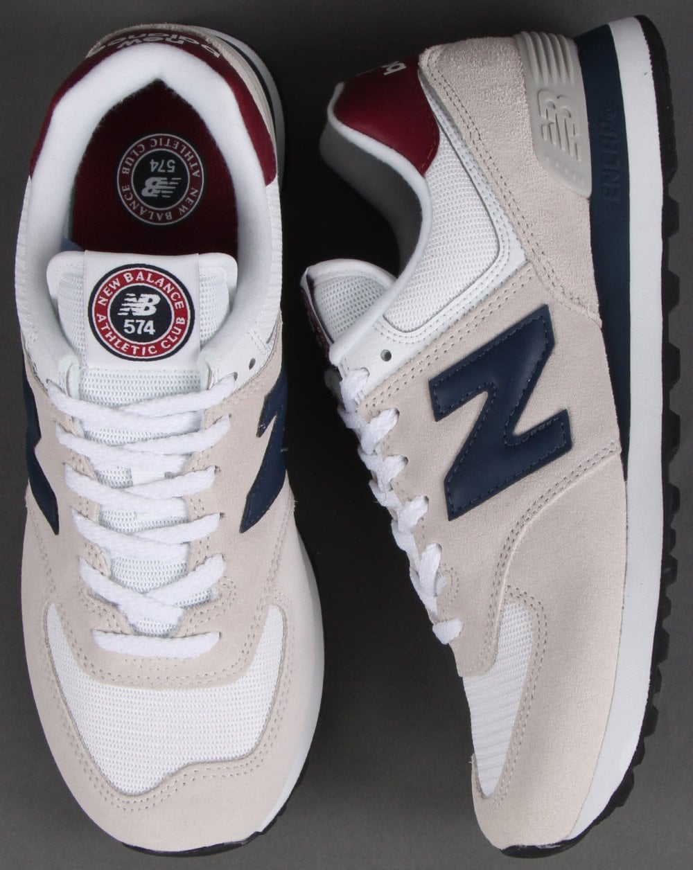 New Balance 574 Trainer White/Burgundy