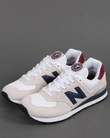 New Balance 574 Trainer White/Burgundy