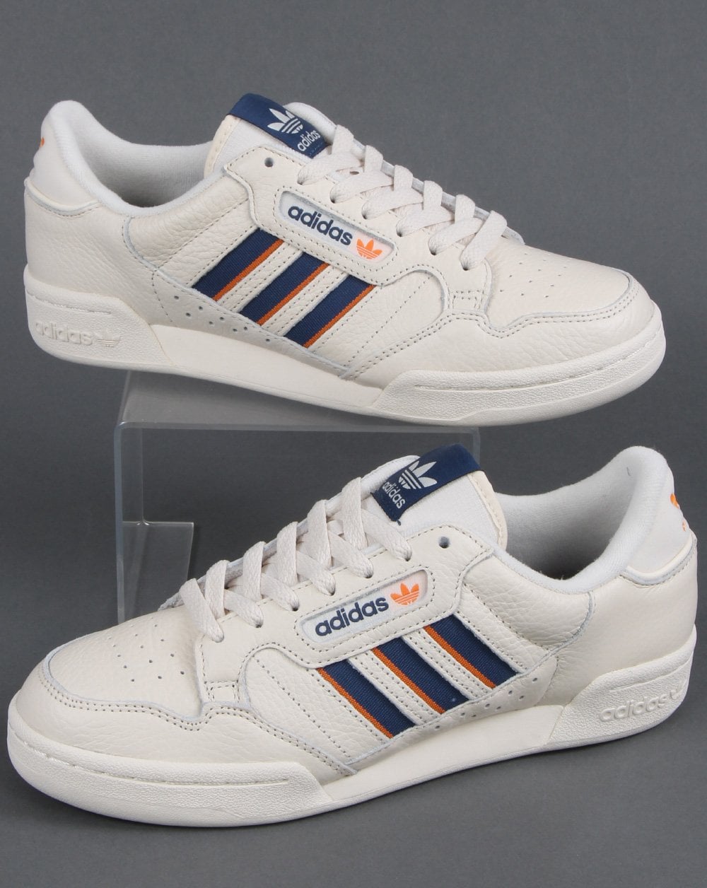 Adidas Continental 80 Stripes Trainers Off White/Navy/Orange