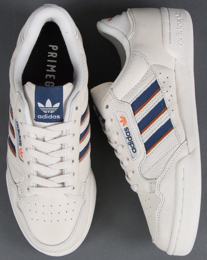 Adidas Continental 80 Stripes Trainers Off White/Navy/Orange