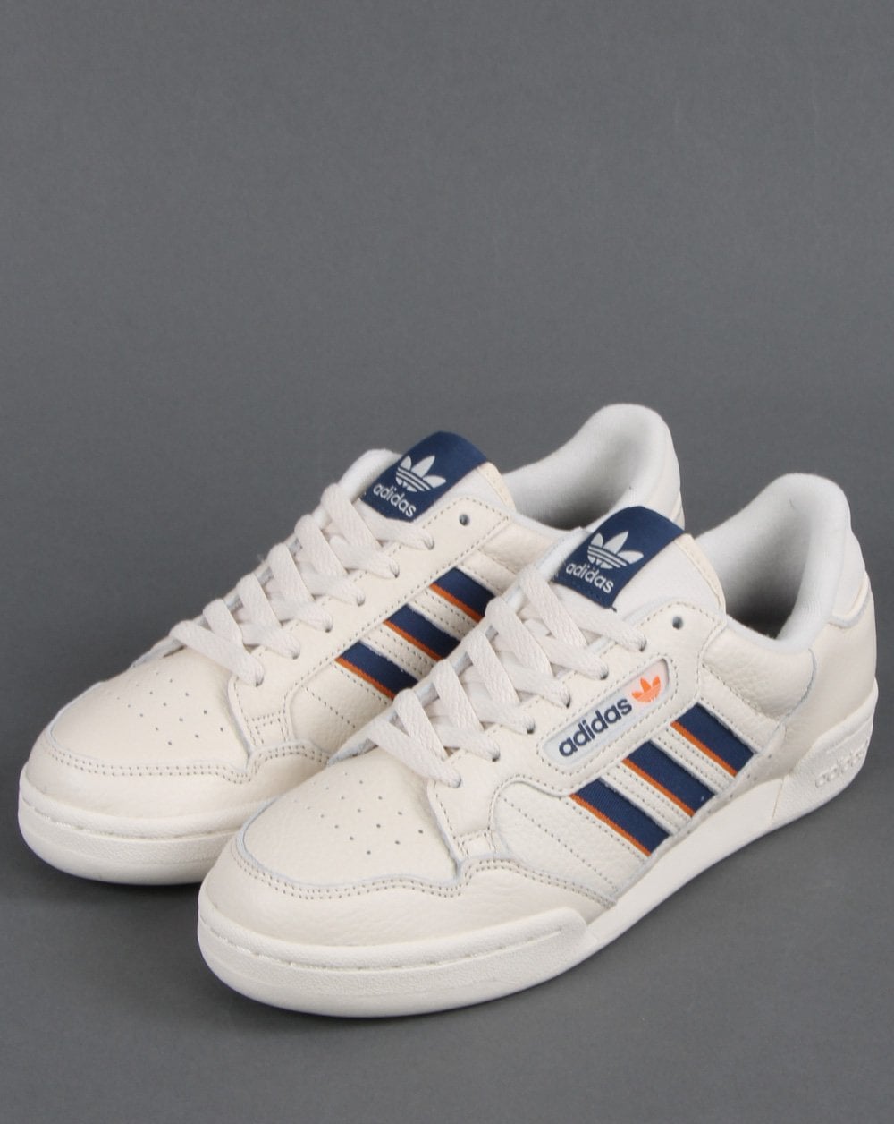 Adidas Continental 80 Stripes Trainers Off White/Navy/Orange