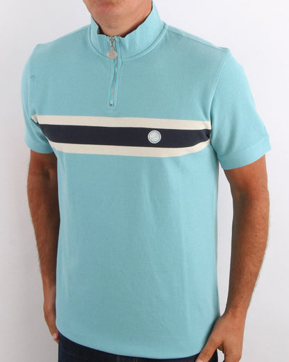 Pretty Green Chest Stripe Cycling Top Blue
