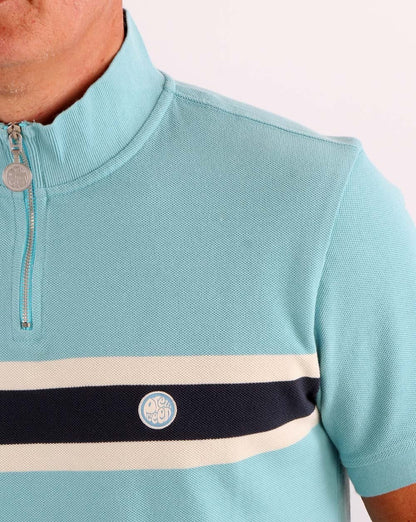 Pretty Green Chest Stripe Cycling Top Blue