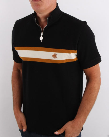 Pretty Green Chest Stripe Cycling Top Black