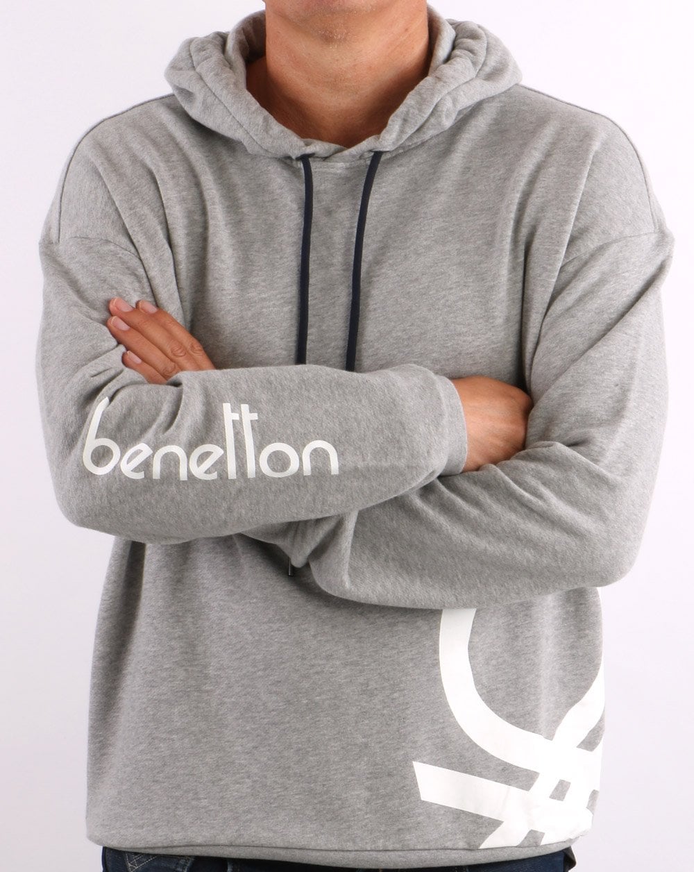 Benetton DNA Logo Hoodie Grey